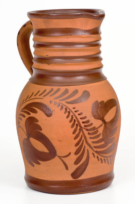Scarce and Fine Large Tanware Pitcher, New Geneva or Greensboro, Pennsylvania