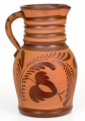 Scarce and Fine Large Tanware Pitcher, New Geneva or Greensboro, Pennsylvania