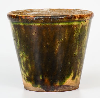 Glazed Pennsylvania Redware Flowerpot, c1850-1885