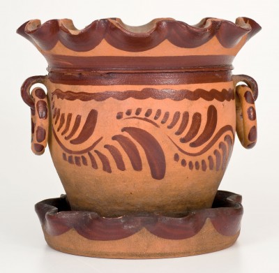 Fine Tanware Flowerpot, New Geneva or Greensboro, circa 1885