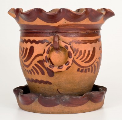 Fine Tanware Flowerpot, New Geneva or Greensboro, circa 1885