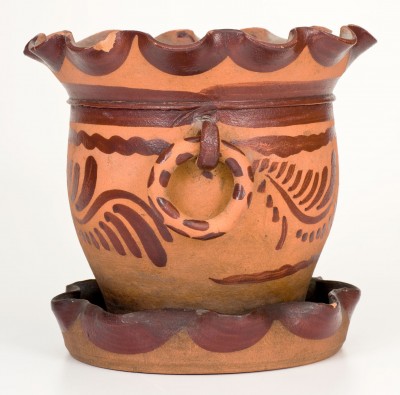 Fine Tanware Flowerpot, New Geneva or Greensboro, circa 1885