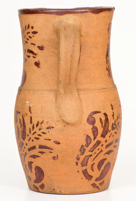 Stenciled Tanware Pitcher, New Geneva or Greensboro, PA origin, circa 1885