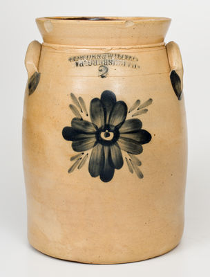 COWDEN & WILCOX / HARRISBURG, PA Stoneware Jar w/ Floral Decoration