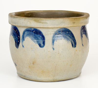 JOHN BELL / WAYNESBORO Bowl-Shaped Stoneware Jar w/ Cobalt Decoration