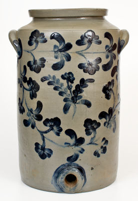 Scarce Three-Gallon Stoneware Water Cooler w/ Elaborate Decoration, att. Henry H. Remmey (Philadelphia) c1835