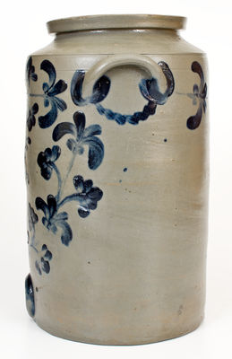 Scarce Three-Gallon Stoneware Water Cooler w/ Elaborate Decoration, att. Henry H. Remmey (Philadelphia) c1835