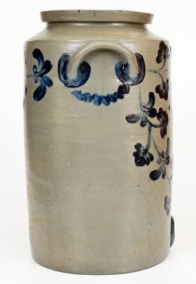 Scarce Three-Gallon Stoneware Water Cooler w/ Elaborate Decoration, att. Henry H. Remmey (Philadelphia) c1835