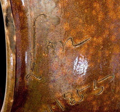 5 Gal. David Drake Stoneware Jar Inscribed "Lm / Aug 1, 1855"