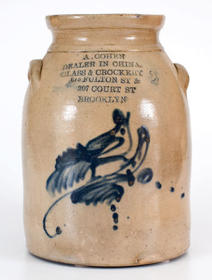 Two-Gallon Brooklyn, NY Advertising Jar w/ Bird Decoration, att. Cornelius Vaupel, Williamsburg