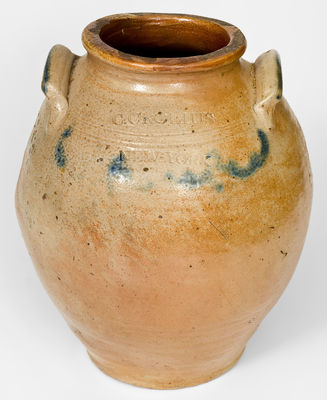 C. CROLIUS / NEW-YORK Cobalt-Decorated Stoneware Jar, c1825