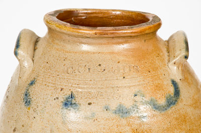 C. CROLIUS / NEW-YORK Cobalt-Decorated Stoneware Jar, c1825