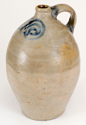 New York City or New Jersey Stoneware Jug w/ Cobalt Watchspring Decoration, circa 1775