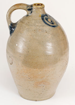 New York City or New Jersey Stoneware Jug w/ Cobalt Watchspring Decoration, circa 1775