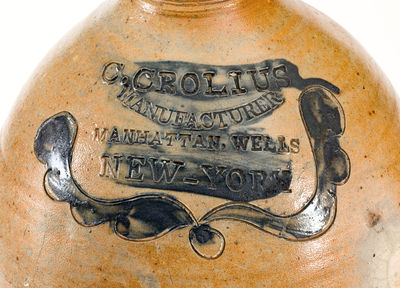 Fine C. CROLIUS / MANUFACTURER / MANHATTAN WELLS / NEW-YORK Incised Jug