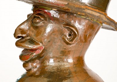 Extremely Important Southern Stoneware African-American Preacher Face Vessel, Rock Mills, Alabama