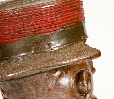 Extremely Important Southern Stoneware African-American Preacher Face Vessel, Rock Mills, Alabama