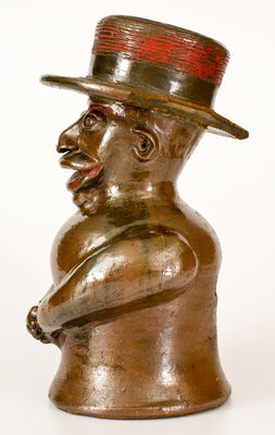 Extremely Important Southern Stoneware African-American Preacher Face Vessel, Rock Mills, Alabama