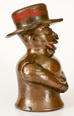Extremely Important Southern Stoneware African-American Preacher Face Vessel, Rock Mills, Alabama