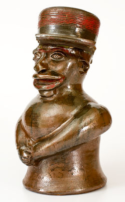 Extremely Important Southern Stoneware African-American Preacher Face Vessel, Rock Mills, Alabama