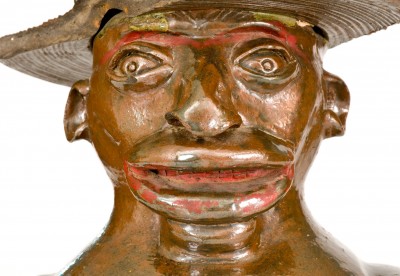Extremely Important Southern Stoneware African-American Preacher Face Vessel, Rock Mills, Alabama