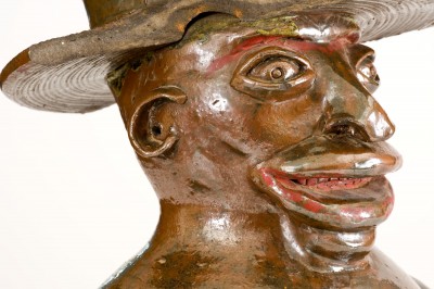 Extremely Important Southern Stoneware African-American Preacher Face Vessel, Rock Mills, Alabama