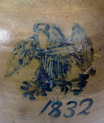 Extremely Rare and Important BOONVILLE (Missouri) / 1832 Stoneware Jar w/ Elaborate Federal Eagle Design