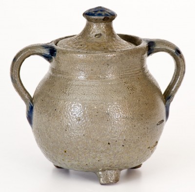 Extremely Rare and Important Craven Family Stoneware Footed Sugar Bowl, North Carolina, 1853