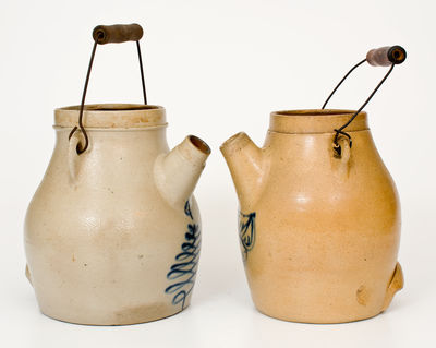 Two Utica, New York Cobalt-Decorated Stoneware Batter Pails