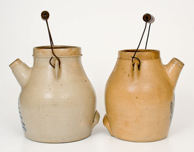 Two Utica, New York Cobalt-Decorated Stoneware Batter Pails