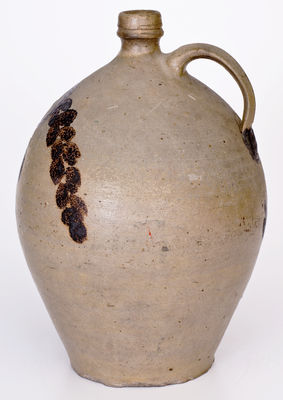 Extremely Rare Stoneware Jug w/ Elaborate Iron Floral Decoration, probably John Swann, Maysville, Kentucky