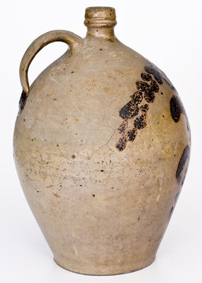 Extremely Rare Stoneware Jug w/ Elaborate Iron Floral Decoration, probably John Swann, Maysville, Kentucky