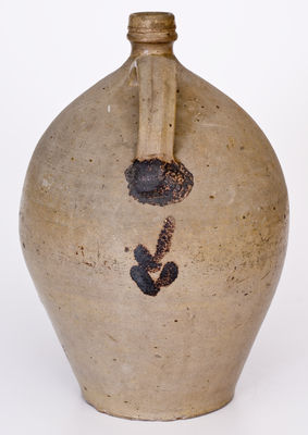 Extremely Rare Stoneware Jug w/ Elaborate Iron Floral Decoration, probably John Swann, Maysville, Kentucky