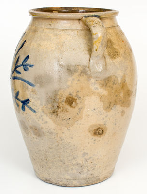 Fine Large-Sized Ohio Stoneware Jar with Cobalt Tree Decoration