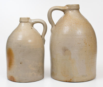 Two Stoneware Jugs w/ Cobalt Numeral Decorations, NY State origin, circa 1870-1875