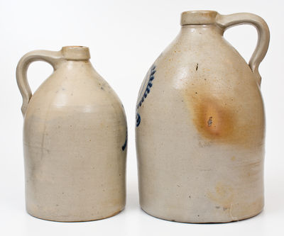 Two Stoneware Jugs w/ Cobalt Numeral Decorations, NY State origin, circa 1870-1875
