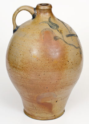 Rare Three-Gallon Stoneware Jug w/ Incised Floral and Masonic Decorations, probably Ohio, c1830