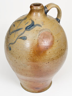 Rare Three-Gallon Stoneware Jug w/ Incised Floral and Masonic Decorations, probably Ohio, c1830