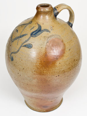 Rare Three-Gallon Stoneware Jug w/ Incised Floral and Masonic Decorations, probably Ohio, c1830