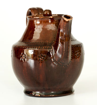 Scarce Redware Teapot with Lid, Pennsylvania or Western Maryland