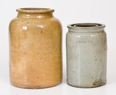 Two John Bell (Waynesboro) Glazed Pottery Canning Jars