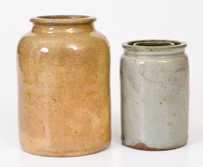 Two John Bell (Waynesboro) Glazed Pottery Canning Jars