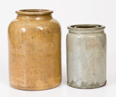 Two John Bell (Waynesboro) Glazed Pottery Canning Jars