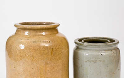 Two John Bell (Waynesboro) Glazed Pottery Canning Jars