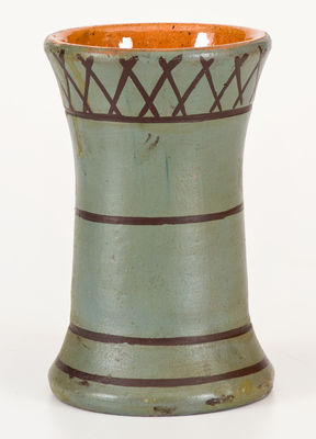 Rare Cold-Painted JOHN W. BELL / Waynesboro, Pa. Redware Vase