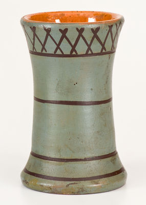 Rare Cold-Painted JOHN W. BELL / Waynesboro, Pa. Redware Vase