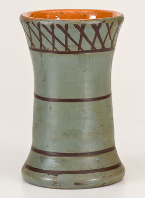 Rare Cold-Painted JOHN W. BELL / Waynesboro, Pa. Redware Vase