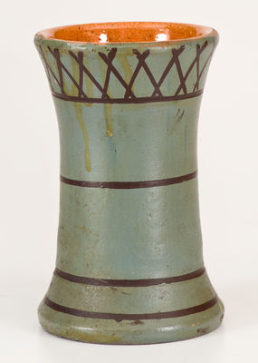 Rare Cold-Painted JOHN W. BELL / Waynesboro, Pa. Redware Vase