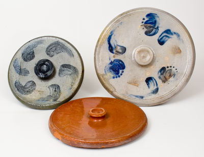 Three Glazed Pottery Lids, Stamped JOHN BELL / WAYNESBORO