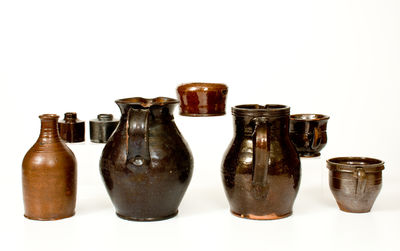 Eight Pieces of Manganese-Glazed Redware,  primarily Washington County, Maryland